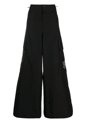 Palm Angels PA Monogram-embroidery wide-leg trousers - Black