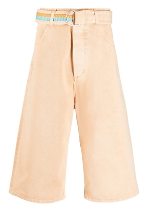 COUNTY OF MILAN belted denim Burmuda shorts - Orange