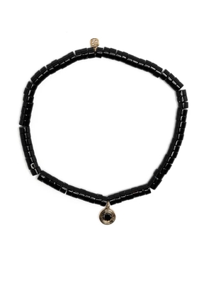 Sydney Evan 14kt yellow gold diamond charm beaded bracelet - Black