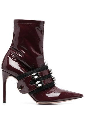 HARDOT crystal-embellished patent boots - Red
