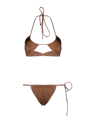 Manokhi halterneck tie-fastening bikini set - Brown