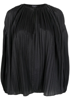 Rochas pleated puff-sleeve blouse - Black