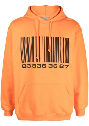VTMNTS barcode-print cotton hoodie - Orange
