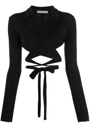 Philosophy Di Lorenzo Serafini plissé wrap-around cropped shirt - Black