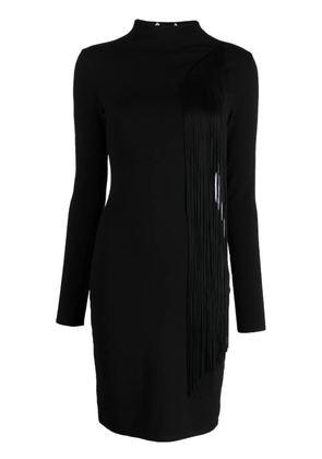 Stella McCartney asymmetric fringed knitted dress - Black