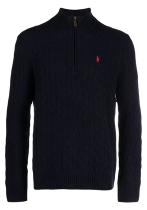 Polo Ralph Lauren logo-embroidered cable-knit half-zip jumper - Blue