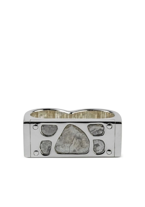 Parts of Four sterling silver diamond double ring