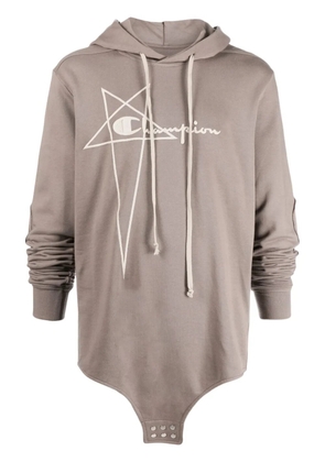 Rick Owens logo-embroidered hoodie - Grey