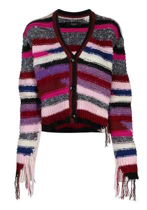AMIRI striped fringed cardigan - Purple