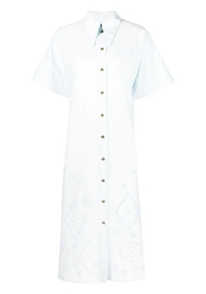 GANNI broderie anglaise midi shirt dress - Blue