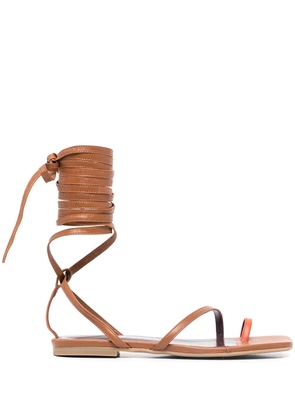 STAUD Nicola leather gladiator sandals - Brown