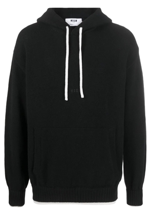 MSGM contrasting trim drawstring hoodie - Black