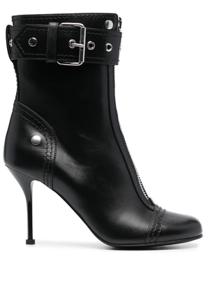 Alexander McQueen buckle-detail 90mm leather boots - Black