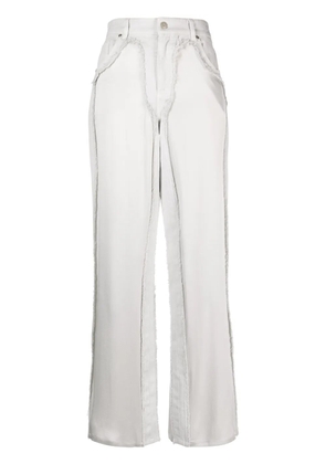 Blumarine high-waist satin-panelled jeans - Grey
