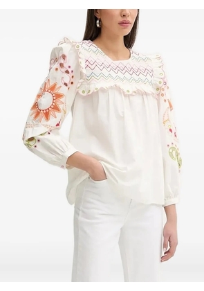 NEVER FULLY DRESSED embroidered ruffled blouse - White