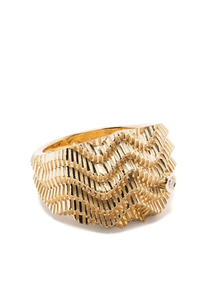 Yvonne Léon 9kt yellow gold diamond wave ring