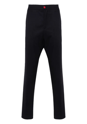 Kiton logo-patch cotton tapered trousers - Blue