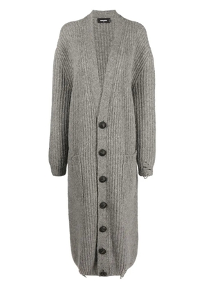 DSQUARED2 button-up ribbed long cardigan - Grey