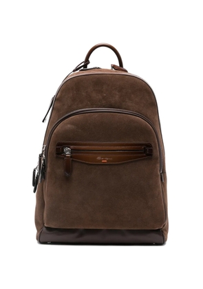 Santoni zipped suede backpack - Brown