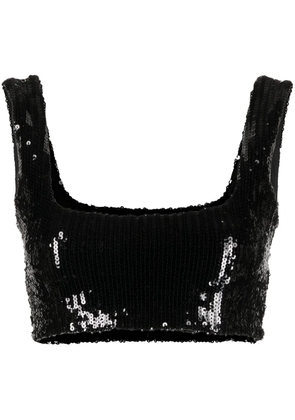 Galvan London Beating Heart sequin crop top - Black