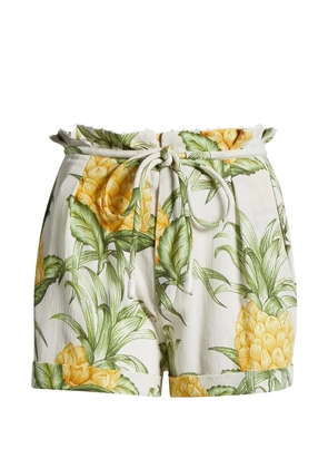 FARM Rio pineapple-print ruffled shorts - Neutrals