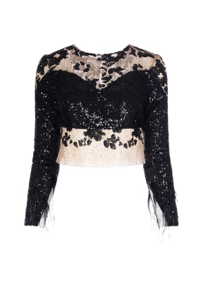 IMROSKA Zebra Dune sequin-embellished lace blouse - Black