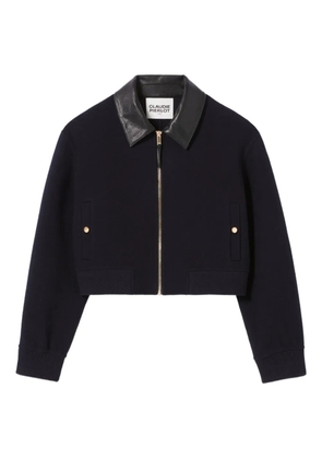 Claudie Pierlot faux-leather collar wool jacket - Blue
