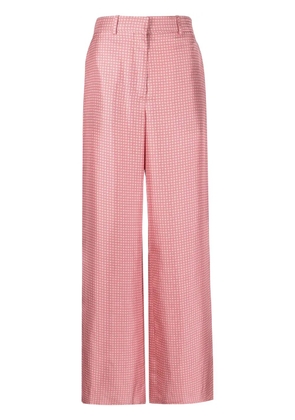 Lanvin geometric-print wide-leg silk trousers - Pink