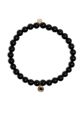 Sydney Evan 14kt yellow gold charm-detail onyx bracelet - Black