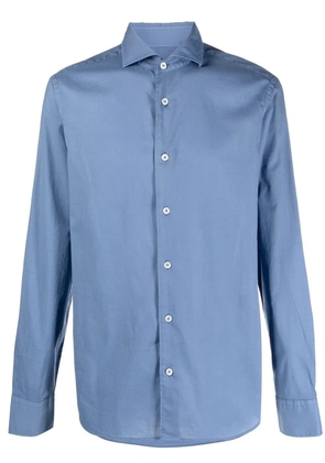 Fedeli long-sleeve stretch-cotton shirt - Blue