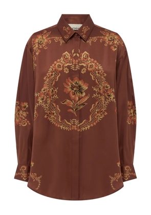 ALEMAIS Seraphina floral-print silk shirt - Brown