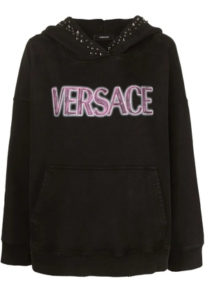Versace logo-print studded hoodie - Black