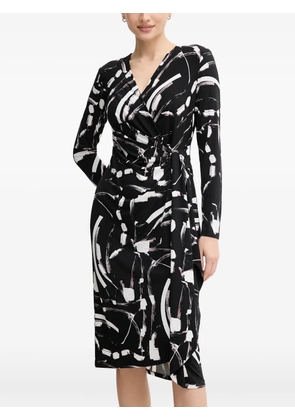 Joseph Ribkoff graphic-print V-neck midi dress - Black