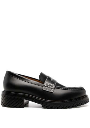 Off-White Military logo-print leather loafers - Black