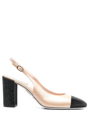 René Caovilla 80mm two-tone rhinestone-embellished pumps - Neutrals