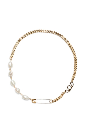 Labelled Jewellery safety-pin pearl necklace - Gold