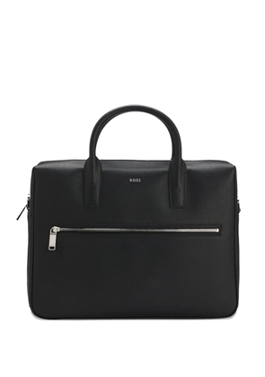BOSS leather zip laptop bag - Black