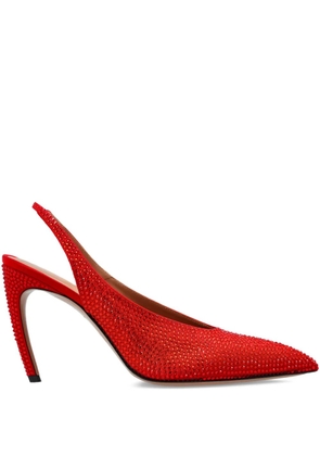 The Attico 95mm Viper crystal-embellished slingback pumps - Red