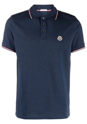 Moncler logo-patch cotton polo shirt - Blue