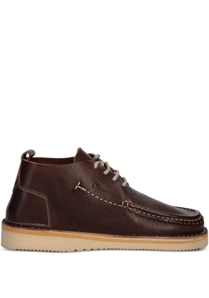 Fracap leather lace-up moccasin boots - Brown