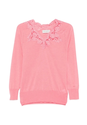 ERMANNO FIRENZE lace-detail V-neck top - Pink