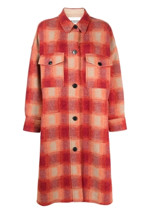 MARANT ÉTOILE plaid-check flannel midi coat - Orange