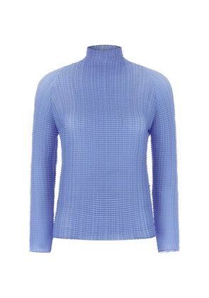 Issey Miyake textured high-neck top - Blue