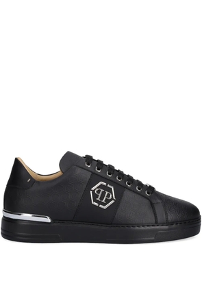 Philipp Plein embossed-logo lace-up sneakers - Black