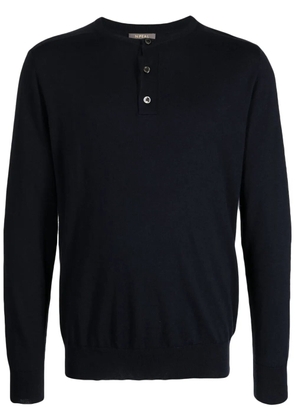N.Peal Henley button-placket jumper - Blue