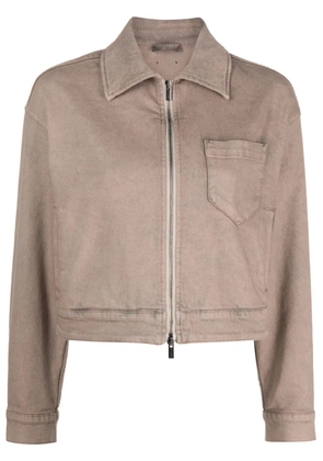 Peserico cropped zip-up denim jacket - Grey