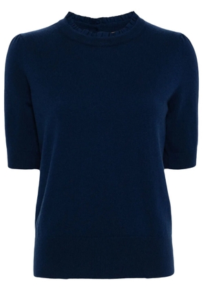 N.Peal ruffle-trim cashmere top - Blue