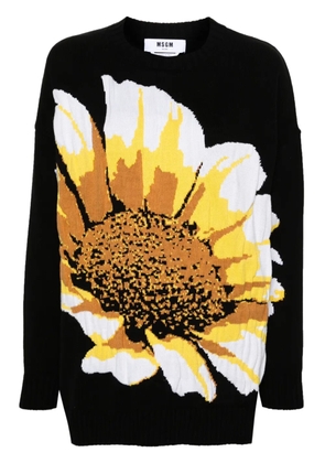 MSGM floral-intarsia-knit jumper - Black