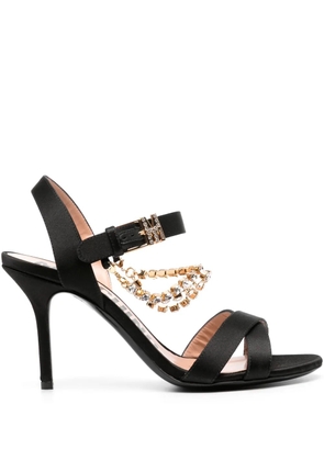 Moschino rhinestone-embellished 100mm leather sandals - Black