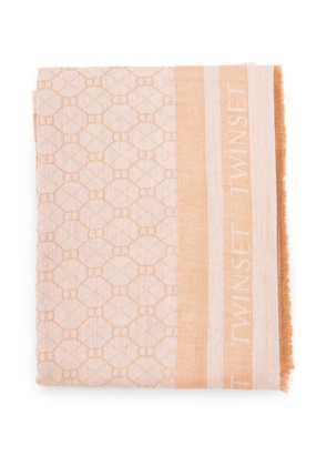 TWINSET geometric-pattern logo scarf - Neutrals